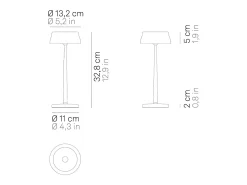 Lámpara De Mesa-Lámpara de mesa LED inteligente Zafferano Sister Light con Wi-Fi, color cobre, recargable y regulable - 2200-2700-3000-4000K, 3,2 W, 33 cm de alto Naranja