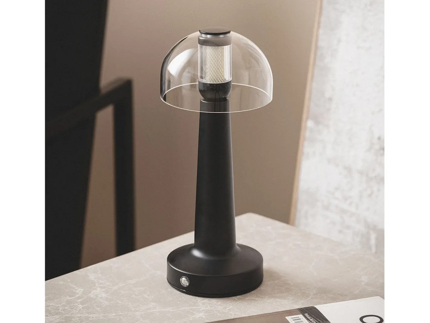 New Ledkia Lámpara de Mesa LED Metal Portátil con Batería USB Recargable Luliu Orsha Negro