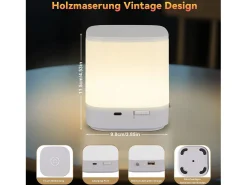 NETTLIFE Lámpara De Mesa-Lámpara de mesa LED con batería de 1800 mAh, regulable al tacto, 3000-6500 K, USB, 3 temperaturas de color y función de temporización Blanco