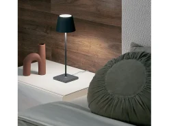 Lámpara De Mesa-Lámpara de mesa LED Poldina Corten 230V con cable regulable, 11 x 38 cm - Diseño moderno en aluminio Marru00f3n