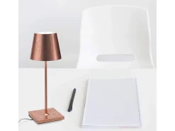 Lámpara De Mesa-Lámpara de mesa LED Poldina Pro Mini Copper Leaf recargable y regulable con batería de hasta 12 horas Naranja