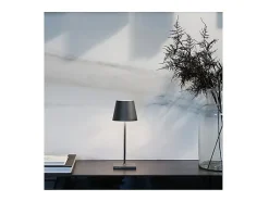 Lámpara De Mesa-Lámpara de mesa LED Poldina Pro Mini oscuro recargable y regulable con batería de hasta 12 horas Gris