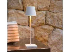 Lámpara De Mesa-Lámpara de mesa LED Poldina Pro White recargable y regulable con duración de batería de hasta 12 horas. Para uso exterior IP65 Blanco