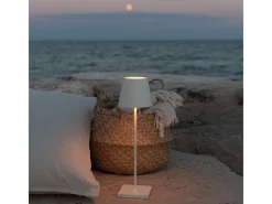 Lámpara De Mesa-Lámpara de mesa LED Poldina Pro White recargable y regulable con duración de batería de hasta 12 horas. Para uso exterior IP65 Blanco