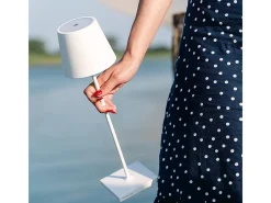 Lámpara De Mesa-Lámpara de mesa LED Poldina Pro White recargable y regulable con duración de batería de hasta 12 horas. Para uso exterior IP65 Blanco