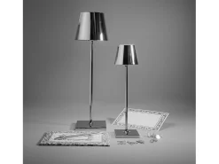 Outlet Lámpara de mesa LED Poldina Pro Micro Cromo Pulido recargable y regulable con batería de hasta 12 horas Gris