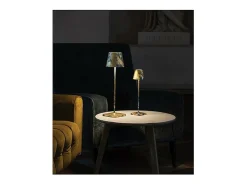 Lámpara De Mesa-Lámpara de mesa LED Poldina Pro Air Force Blue Gold Leaf Craquelè recargable y regulable con batería hasta 12 horas Amarillo