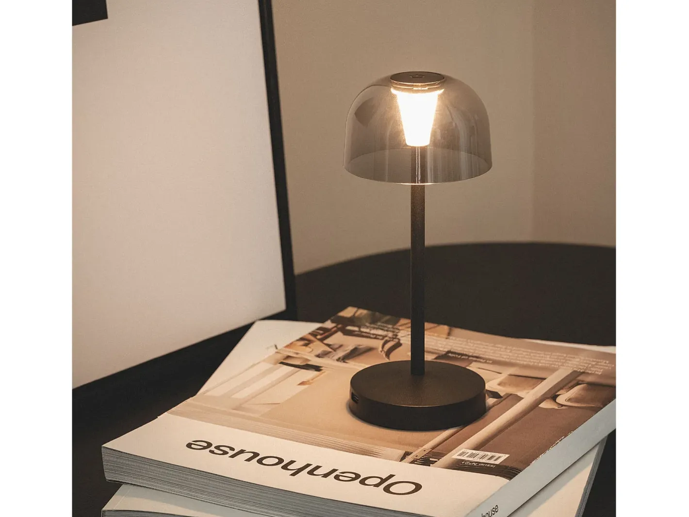 Outlet Ledkia Lámpara de Mesa LED Portátil para Exterior Metal con Batería Recargable Lendora Smoke Marrón Marru00f3n