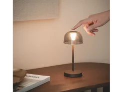 Outlet Ledkia Lámpara de Mesa LED Portátil para Exterior Metal con Batería Recargable Lendora Smoke Marrón Marru00f3n