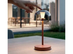 Ledkia Lámpara De Mesa-Lámpara de Mesa LED Portátil para Exterior Metal con Batería Recargable Lendora Smoke Terracota