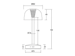 Ledkia Lámpara De Mesa-Lámpara de Mesa LED Portátil para Exterior Metal con Batería Recargable Lendora Smoke Terracota