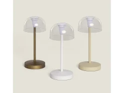Ledkia Lámpara de Mesa LED Portátil para Exterior Metal con Batería Recargable Lendora Beige Outlet