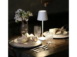 Lámpara de mesa LED recargable y regulable Zafferano Poldina Pro Mini White con duración de batería de hasta 12 horas Blanco Clearance