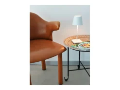Lámpara De Mesa-Lámpara de mesa LED recargable y regulable Zafferano Poldina Pro Mini Sand con duración de batería de hasta 12 horas Marru00f3n chocolate