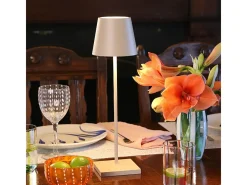 Lámpara de mesa LED recargable y regulable Poldina Pro Sand con duración de batería de hasta 12 horas. Marru00f3n chocolate Best
