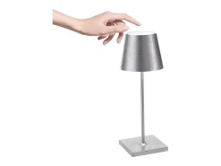 Clearance Lámpara de mesa LED recargable y regulable Zafferano Poldina Pro Mini Silver Leaf con duración de batería de hasta 12 horas Gris