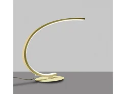 Lámpara de mesa LED regulable Iole 12W luz cálida 3000K - Oro cepillado, diseño moderno, aluminio IP20 Dorado Best