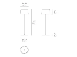 New Lámpara de mesa LED Zafferano Olivia Pro, oro , recargable y regulable - 2200-2700-3000K, 9 horas a máxima potencia Amarillo