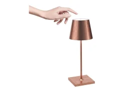 Lámpara De Mesa-Lámpara de mesa LED Zafferano Poldina Pro Mini Copper Leaf, recargable y regulable con duración de batería de hasta 12 horas. Naranja