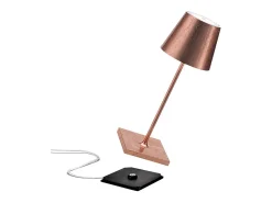 Lámpara De Mesa-Lámpara de mesa LED Zafferano Poldina Pro Mini Copper Leaf, recargable y regulable con duración de batería de hasta 12 horas. Naranja