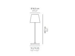 Sale Lámpara de mesa LED Zafferano Poldina L Desk, oscuro, recargable y regulable, con duración de batería de hasta 12 horas. Gris