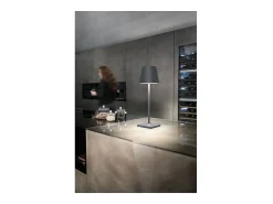 Sale Lámpara de mesa LED Zafferano Poldina L Desk, oscuro, recargable y regulable, con duración de batería de hasta 12 horas. Gris