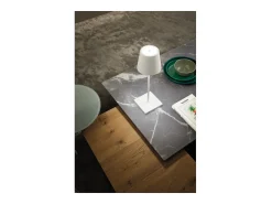 Lámpara De Mesa-Lámpara de mesa LED Zafferano Poldina L Desk Corten, recargable y regulable, con duración de batería de hasta 12 horas Marru00f3n