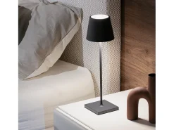 Lámpara De Mesa-Lámpara de mesa LED Zafferano Poldina Pro oscuro recargable regulable hasta 12 h IP65 apta exterior Gris