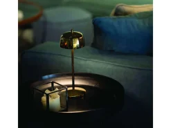 Discount Lámpara de mesa LED Zafferano CIRCE dorada pulida, recargable y regulable Dorado