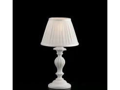 Lámpara de mesa Leonardo Shabby de madera blanca, 1 luz con pantalla dm.20 H.43 Ø20 BL180-LT-BCO Blanco Clearance