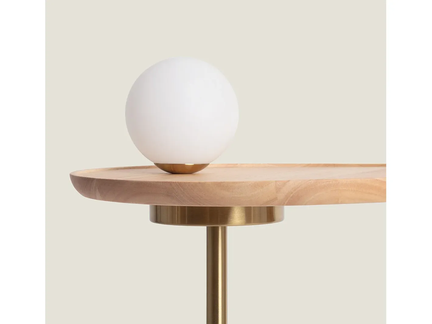 Ledkia Lámpara de Mesa Madera y Cristal Brandt / Dorado Blanco Sale
