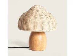 Best Ledkia Lámpara de Mesa Madera y Ratán Karava Natural Beige