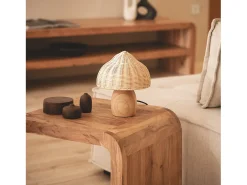 Best Ledkia Lámpara de Mesa Madera y Ratán Karava Natural Beige