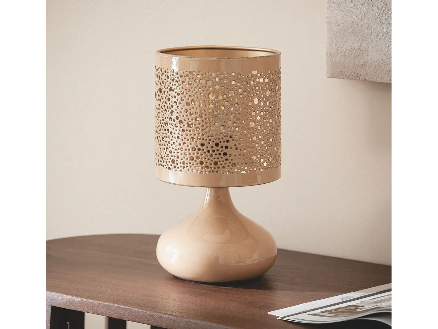Ledkia Lámpara De Mesa-Lámpara de Mesa Metal Harish Beige