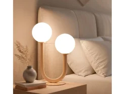 Hot Ledkia Lámpara de Mesa Metal y Cristal Zeina Beige