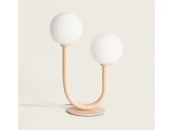 Hot Ledkia Lámpara de Mesa Metal y Cristal Zeina Beige