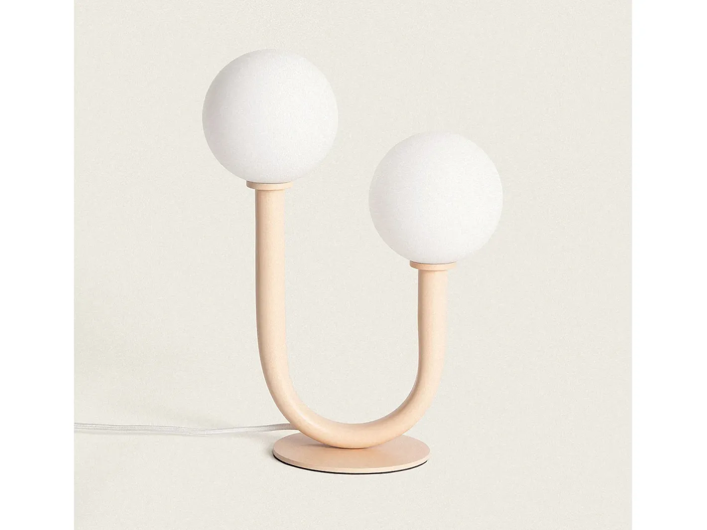 Hot Ledkia Lámpara de Mesa Metal y Cristal Zeina Beige