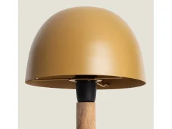 Hot Ledkia Lámpara de Mesa Metal y Madera Mallavi Amarillo