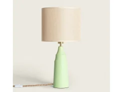 Hot Ledkia Lámpara de Mesa Metal y Tela Muka Menta Verde