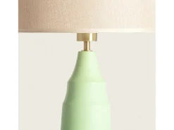 Hot Ledkia Lámpara de Mesa Metal y Tela Muka Menta Verde