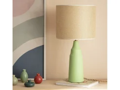 Hot Ledkia Lámpara de Mesa Metal y Tela Muka Menta Verde