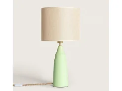 Hot Ledkia Lámpara de Mesa Metal y Tela Muka Menta Verde