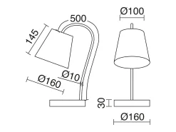 Discount Lámpara de mesa MONTECARLO estilo moderno y funcional - E27 60W - cable 1,5 metros - Alt. 50 cm- on&off - USB - acero y algodón - Negro