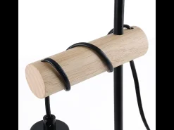 Sale NETTLIFE Lámpara de mesa para salón, lámpara de mesa vintage de madera: lámpara de noche negra, 1 luz, diseño industrial, metal, casquillo E27 sin bombilla Marru00f3n