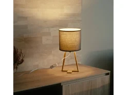 Clearance For light Lámpara de Mesa Nórdica de Madera Natural y Textil - Forlight Nuts Gris