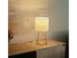 For light Lámpara de Mesa Nuts E27 Blanca Diseño Escandinavo Moderno - Madera Natural - Garantía de 5 Años Blanco Online