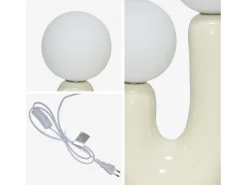 Sweeek Lámpara de mesa orgánica de cerámica y vidrio Beige Hot