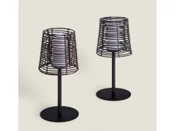 Ledkia Lámpara de Mesa para Exterior Asha Marrón Multicolor Best