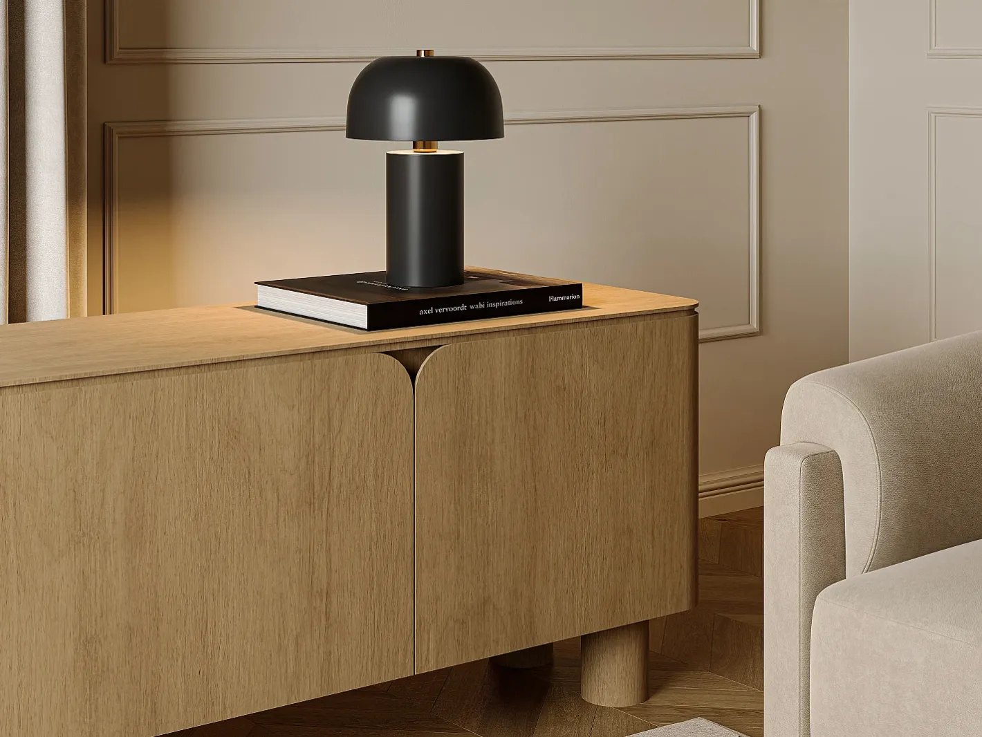 Discount OZAIA Lámpara de mesa seta de metal, D. 26 x A. 39 cm, , WINDY Negro