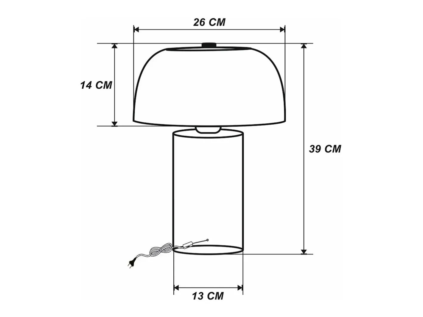 Discount OZAIA Lámpara de mesa seta de metal, D. 26 x A. 39 cm, , WINDY Negro